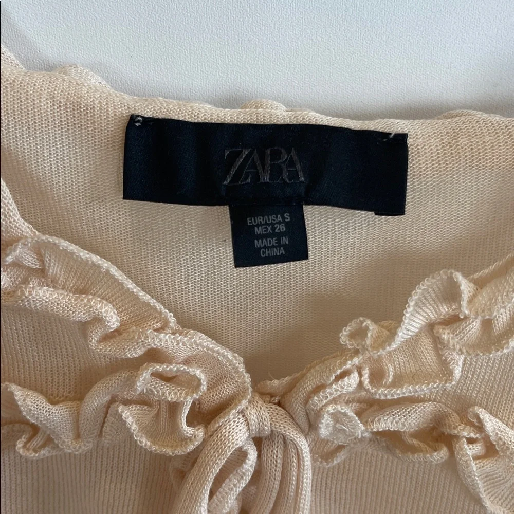 Zara Ruffled Knit Top Butter Size S - Picture 4 of 5